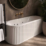 Broadway Oviedo Left/Right Corner Back to Wall Spa Bathtub Acrylic 1700x800x580mm - Gloss White/Matt White