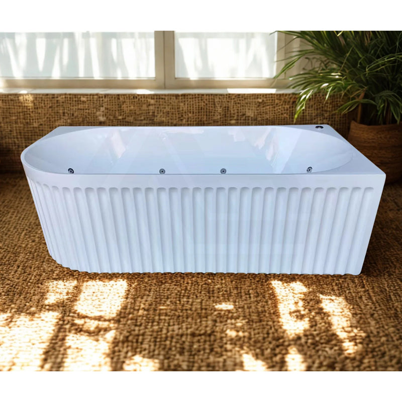 Broadway Oviedo 1700x800x580mm Left/Right Corner Back to Wall Spa Bathtub Acrylic Gloss White/Matt White