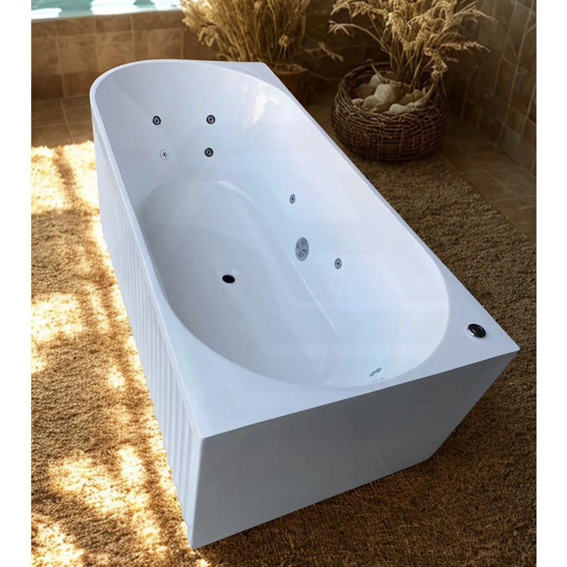 Broadway Oviedo 1700x800x580mm Left/Right Corner Back to Wall Spa Bathtub Acrylic Gloss White/Matt White