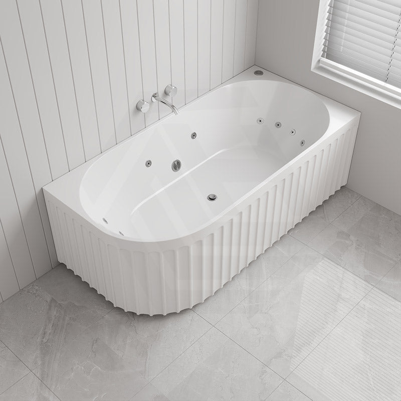 Broadway Oviedo Left/Right Corner Back to Wall Spa Bathtub Acrylic 1700x800x580mm - Gloss White/Matt White