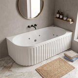 Broadway Oviedo Left/Right Corner Back to Wall Spa Bathtub Acrylic 1700x800x580mm - Gloss White/Matt White