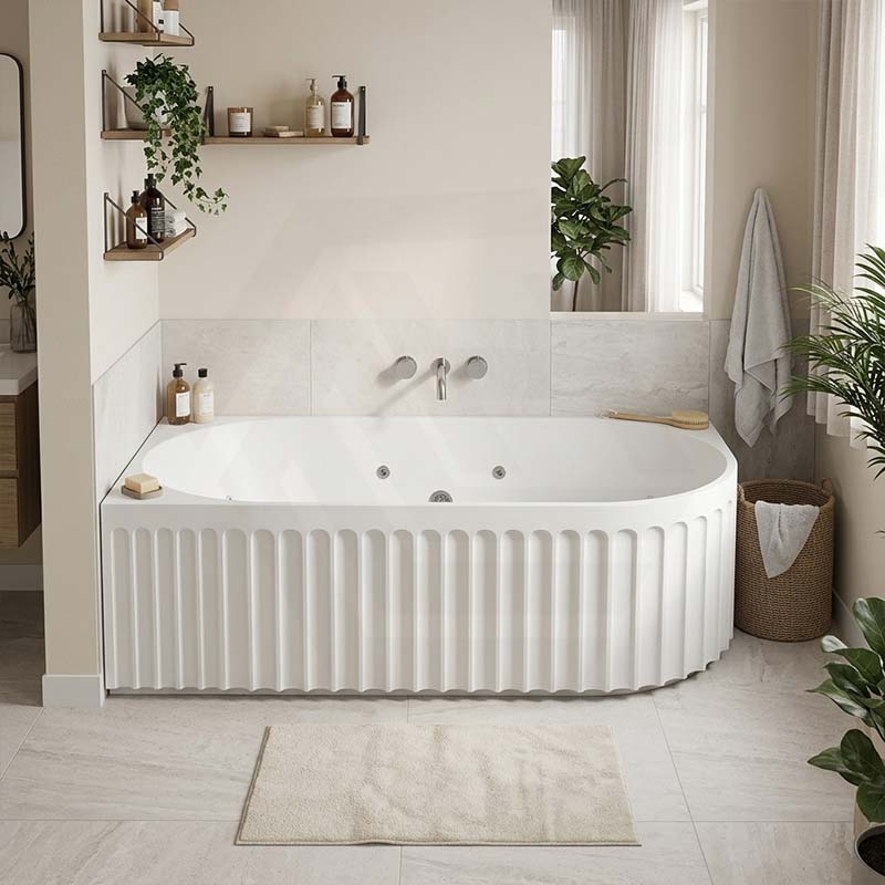 Broadway Oviedo Left/Right Corner Back to Wall Spa Bathtub Acrylic 1700x800x580mm - Gloss White/Matt White