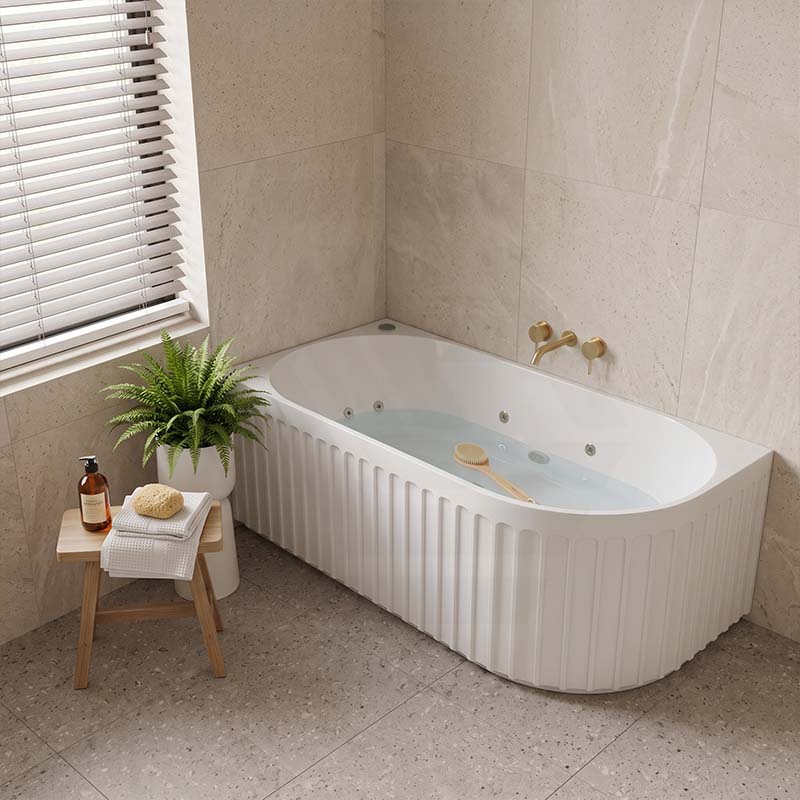Broadway Oviedo Left/Right Corner Back to Wall Spa Bathtub Acrylic 1700x800x580mm - Gloss White/Matt White