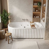 Broadway Oviedo Left/Right Corner Back to Wall Spa Bathtub Acrylic 1700x800x580mm - Gloss White/Matt White