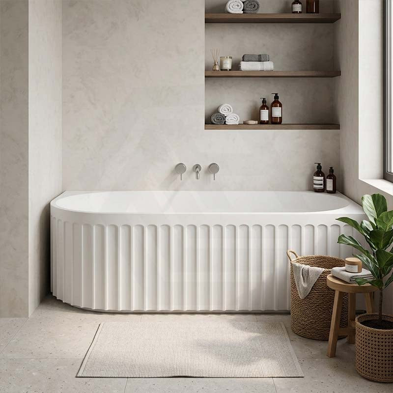 Broadway Oviedo Left/Right Corner Back to Wall Spa Bathtub Acrylic 1700x800x580mm - Gloss White/Matt White