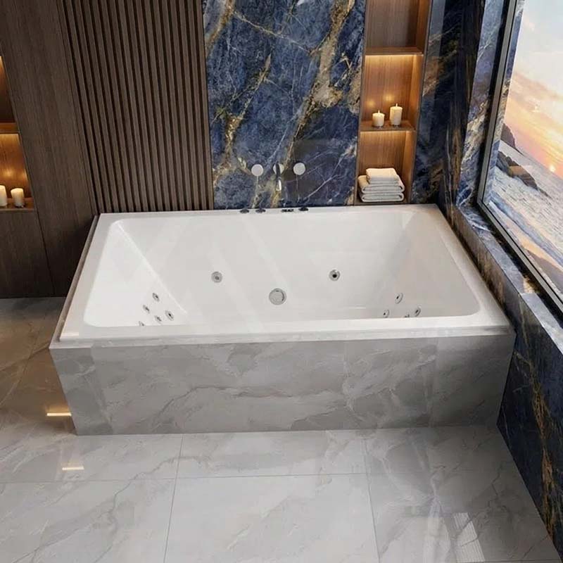 Broadway Quadrato Spa Bath Rectangula Drop-in Tub 1800x1100x500mm - Gloss White