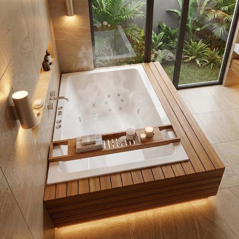 Broadway Quadrato Spa Bath Rectangula Drop-in Tub 1800x1100x500mm - Gloss White