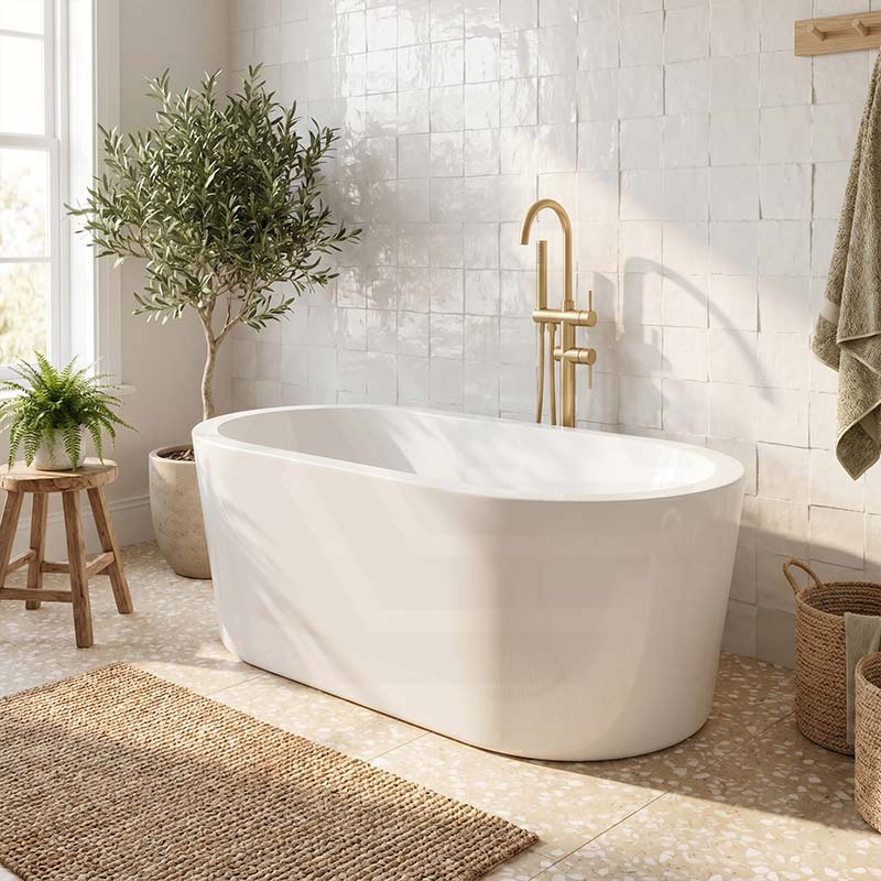 Broadway Redondo Oval Acrylic Freestanding Bathtub 1500/1700x800x600mm - Gloss White