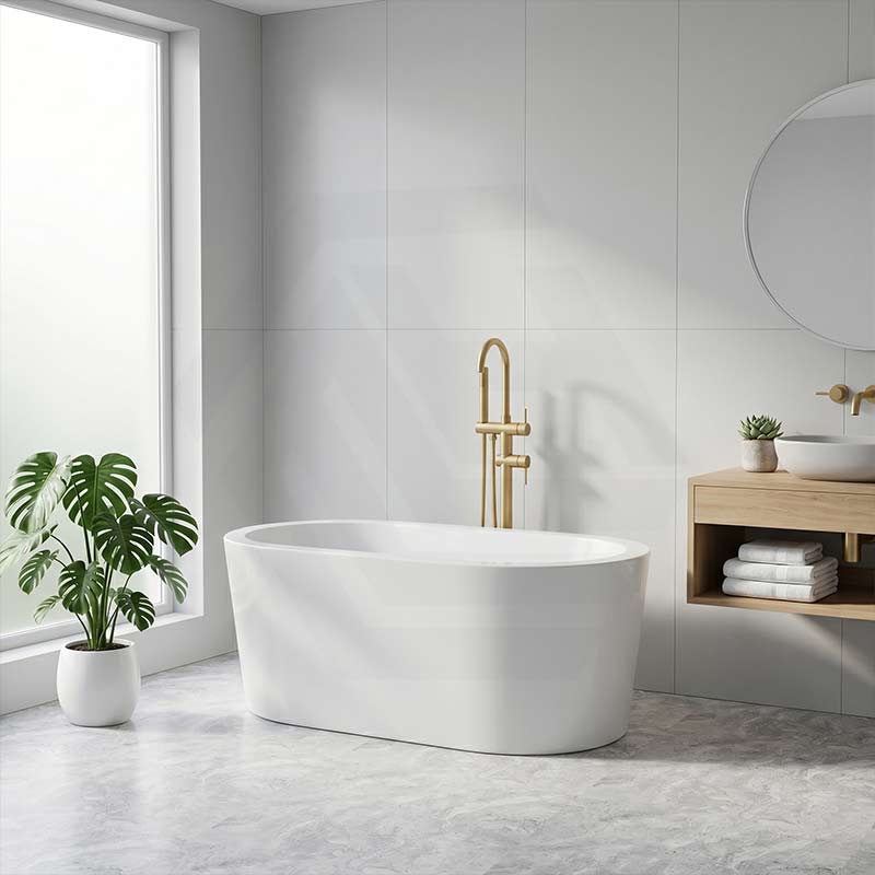 Broadway Redondo Oval Acrylic Freestanding Bathtub 1500/1700x800x600mm - Gloss White