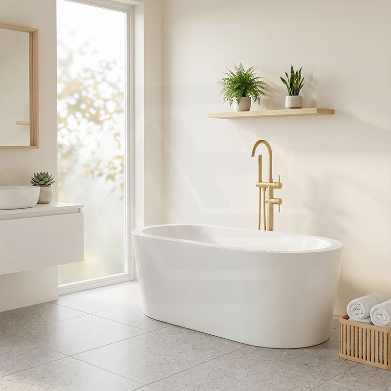 Broadway Redondo Oval Acrylic Freestanding Bathtub 1500/1700x800x600mm - Gloss White