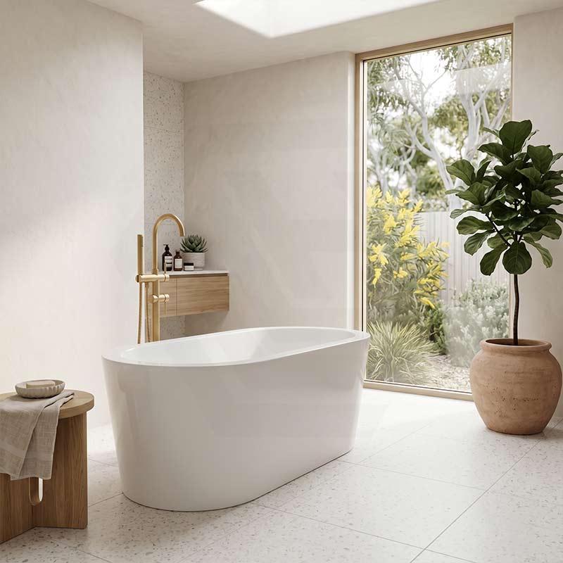 Broadway Redondo Oval Acrylic Freestanding Bathtub 1500/1700x800x600mm - Gloss White