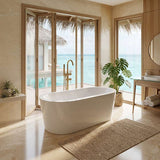 Broadway Redondo Oval Acrylic Freestanding Bathtub 1500/1700x800x600mm - Gloss White