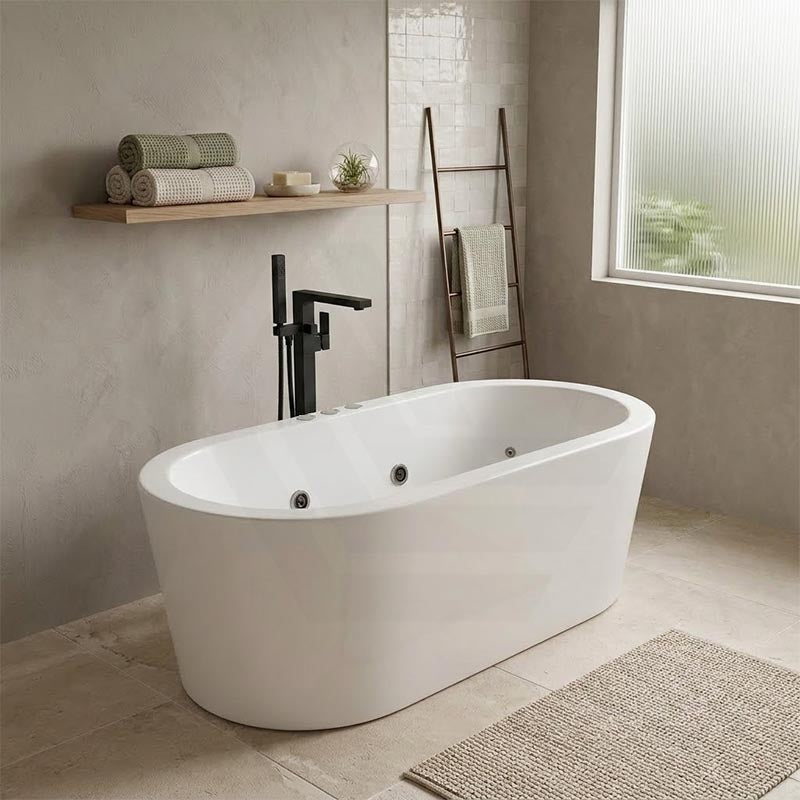 Broadway Redondo Oval Acrylic Freestanding Spa Bathtub 1500/1700x820x600mm - Gloss Whie