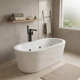 Broadway Redondo Oval Acrylic Freestanding Spa Bathtub 1500/1700x820x600mm - Gloss Whie
