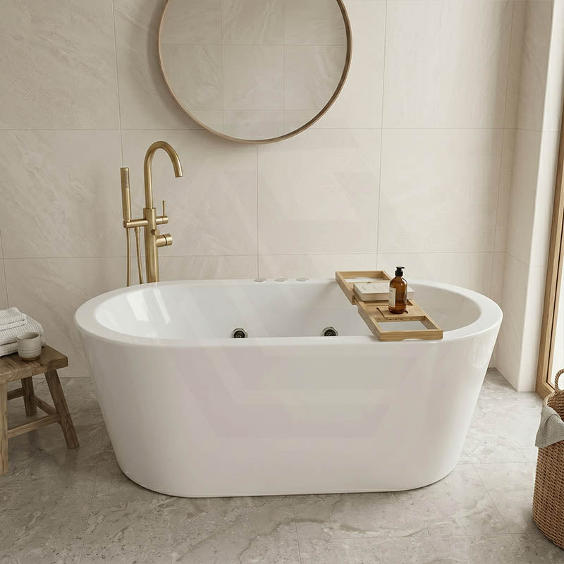 Broadway Redondo Oval Acrylic Freestanding Spa Bathtub 1500/1700x820x600mm - Gloss Whie