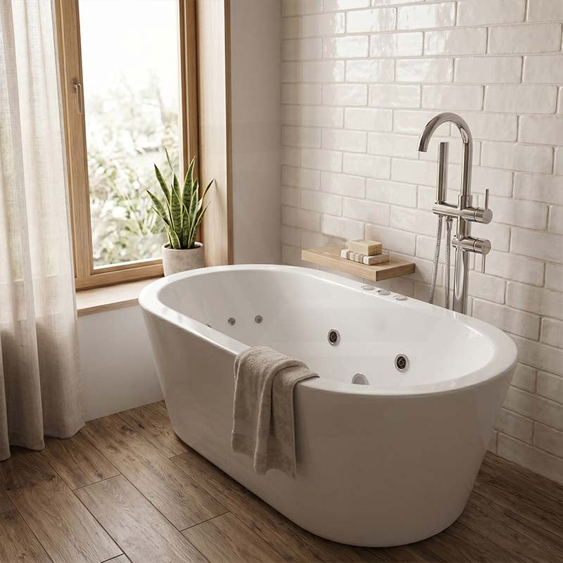 Broadway Redondo Oval Acrylic Freestanding Spa Bathtub 1500/1700x820x600mm - Gloss Whie