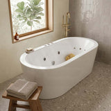 Broadway Redondo Oval Acrylic Freestanding Spa Bathtub 1500/1700x820x600mm - Gloss Whie
