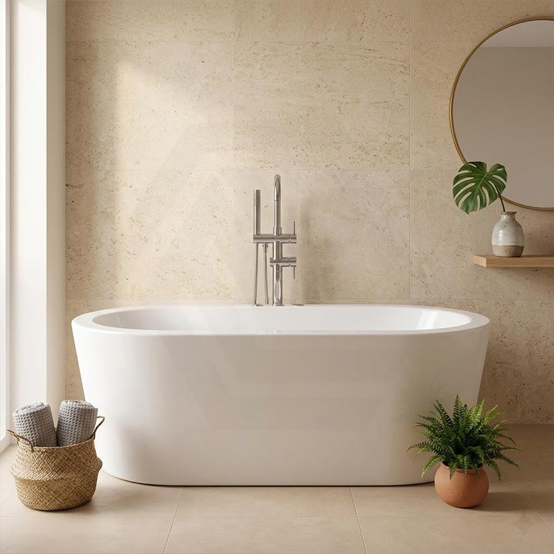 Broadway Redondo Oval Acrylic Freestanding Spa Bathtub 1500/1700x820x600mm - Gloss Whie