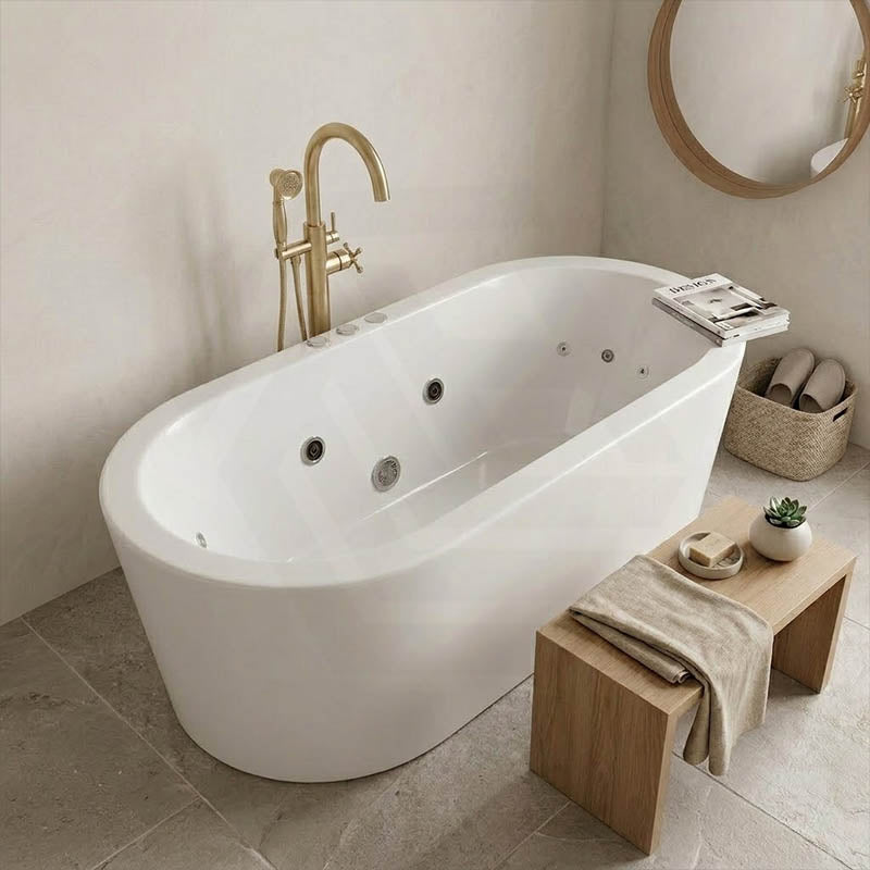 Broadway Redondo Oval Acrylic Freestanding Spa Bathtub 1500/1700x820x600mm - Gloss Whie