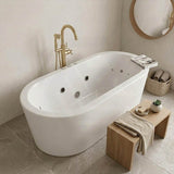 Broadway Redondo Oval Acrylic Freestanding Spa Bathtub 1500/1700x820x600mm - Gloss Whie