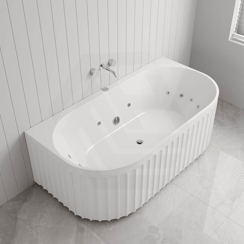 Broadway Salamanca 1500/1700mm Back to Wall Spa Bathtub Acrylic Gloss White/Matt White