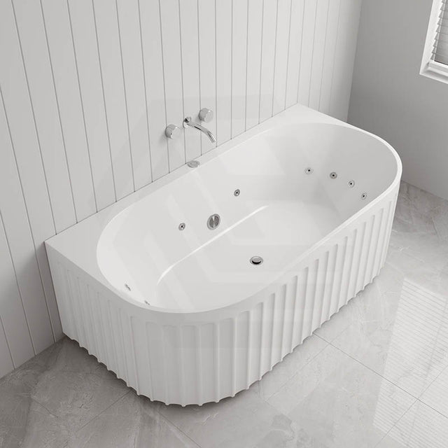Broadway Salamanca 1500/1700mm Back to Wall Spa Bathtub Acrylic Gloss White/Matt White