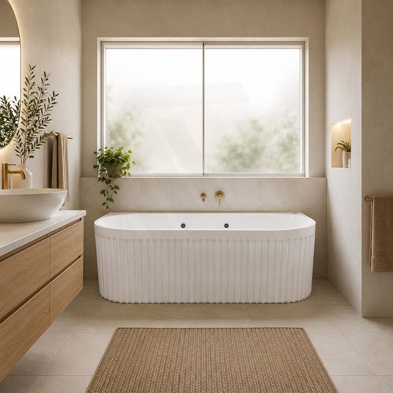 Broadway Salamanca Back to Wall Spa Bathtub Acrylic 1500/1700mm - Gloss White/Matt White