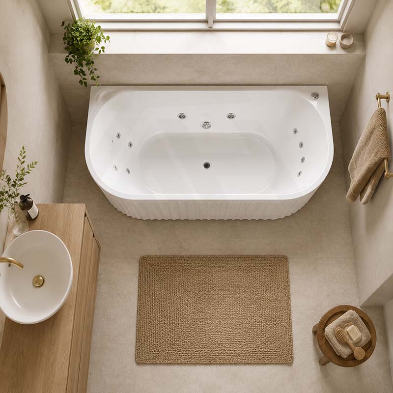 Broadway Salamanca Back to Wall Spa Bathtub Acrylic 1500/1700mm - Gloss White/Matt White