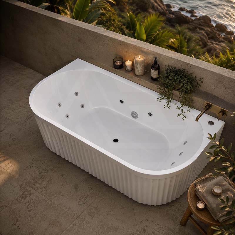Broadway Salamanca Back to Wall Spa Bathtub Acrylic 1500/1700mm - Gloss White/Matt White