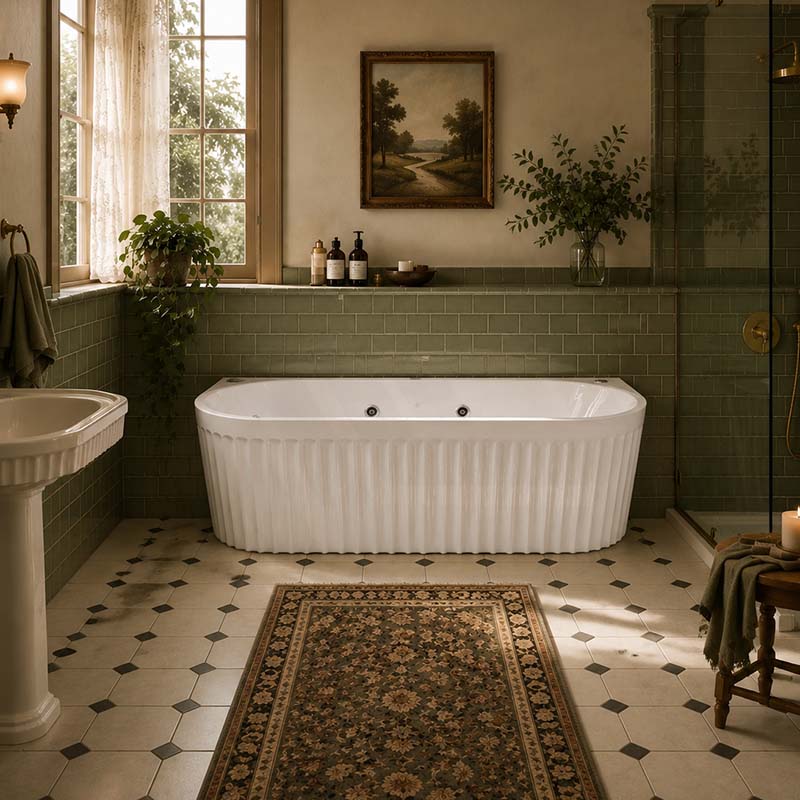 Broadway Salamanca Back to Wall Spa Bathtub Acrylic 1500/1700mm - Gloss White/Matt White