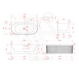 Broadway Salamanca 1500/1700mm Back to Wall Spa Bathtub Acrylic Gloss White/Matt White