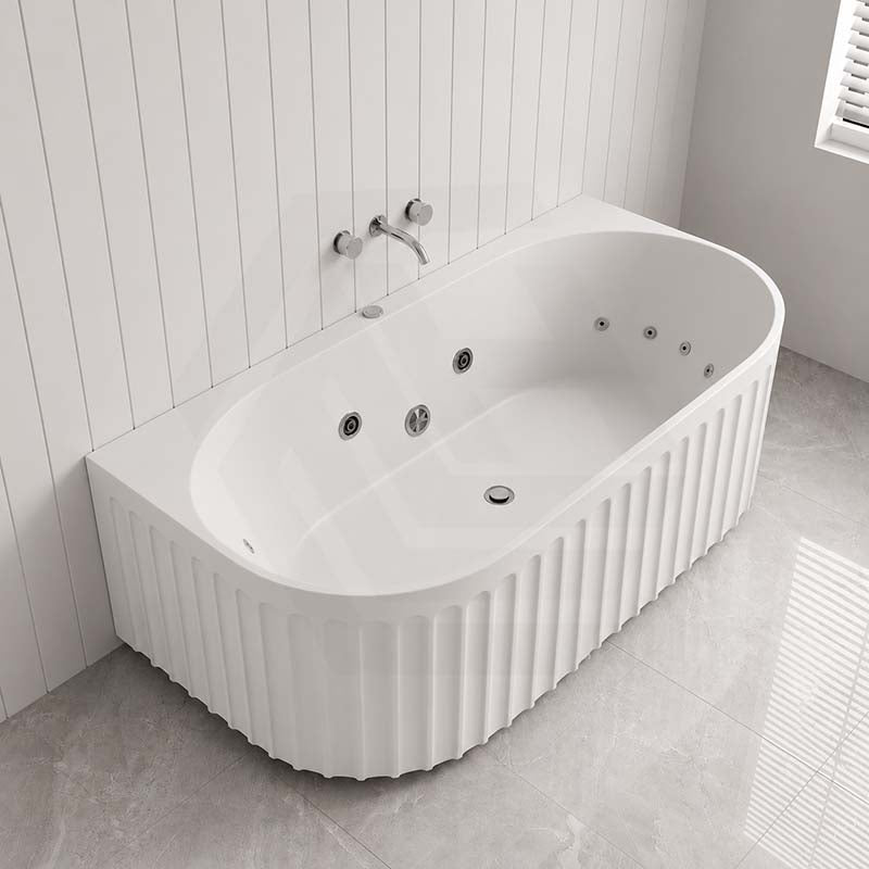 Broadway Salamanca Back to Wall Spa Bathtub Acrylic 1500/1700mm - Gloss White/Matt White