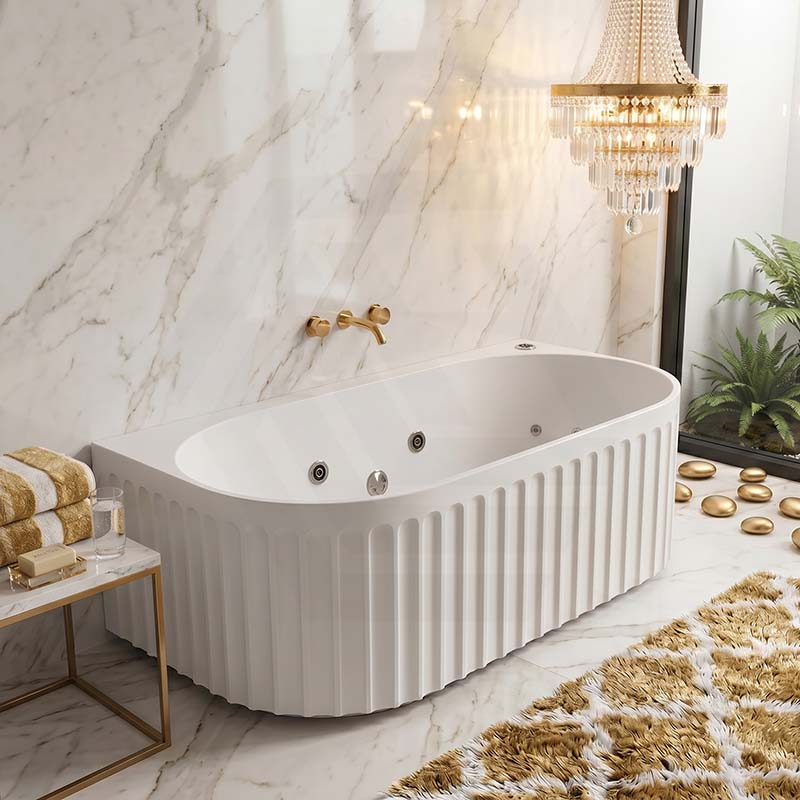 Broadway Salamanca Back to Wall Spa Bathtub Acrylic 1500/1700mm - Gloss White/Matt White