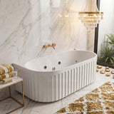Broadway Salamanca Back to Wall Spa Bathtub Acrylic 1500/1700mm - Gloss White/Matt White