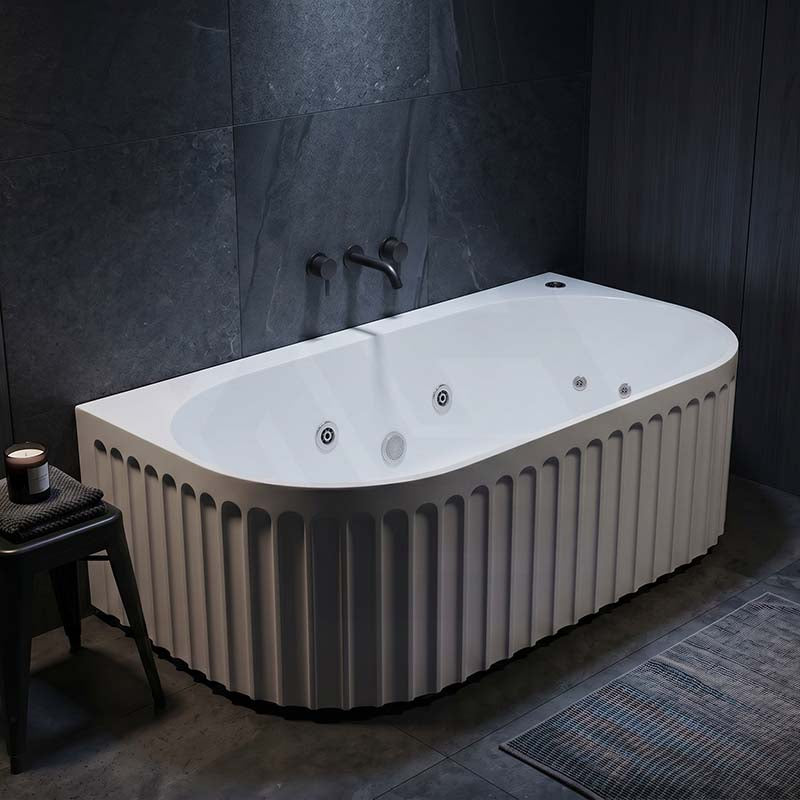 Broadway Salamanca Back to Wall Spa Bathtub Acrylic 1500/1700mm - Gloss White/Matt White