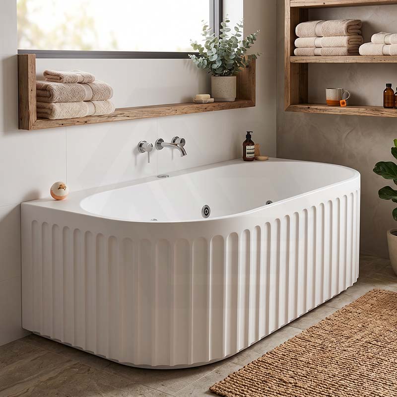 Broadway Salamanca Back to Wall Spa Bathtub Acrylic 1500/1700mm - Gloss White/Matt White