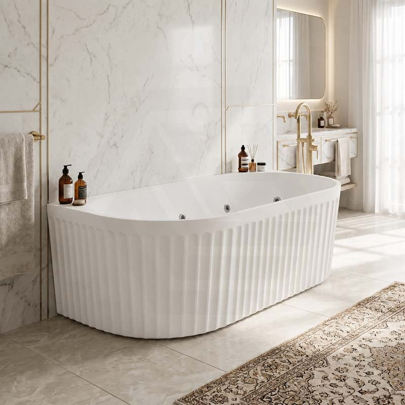 Broadway Salamanca Back to Wall Spa Bathtub Acrylic 1500/1700mm - Gloss White/Matt White