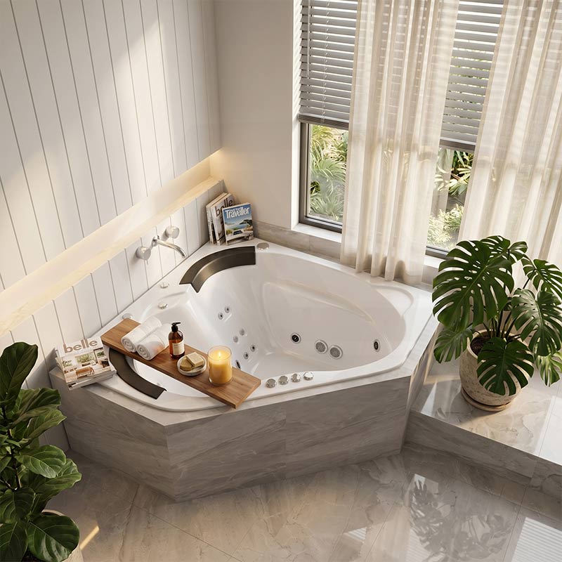 Broadway Sapphira Spa Bathtub Corner Drop-in Tub with Jets 1500x1500x600mm