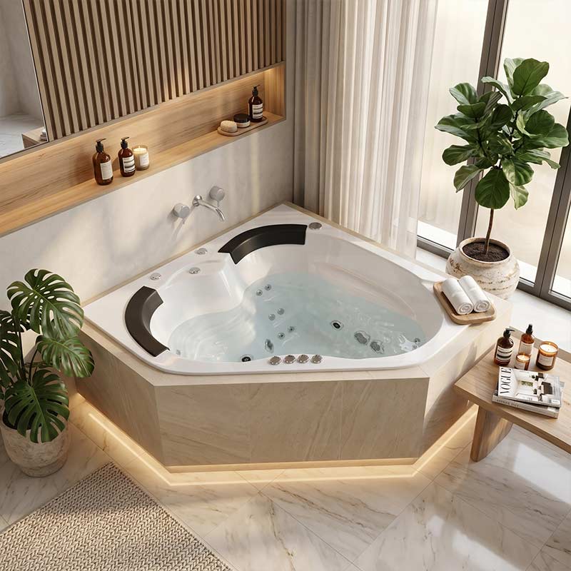 Broadway Sapphira Spa Bathtub Corner Drop-in Tub with Jets 1500x1500x600mm