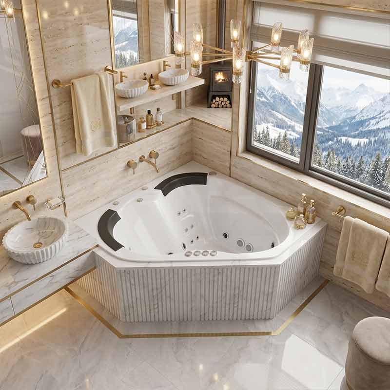 Broadway Sapphira Spa Bathtub Corner Drop-in Tub with Jets 1500x1500x600mm