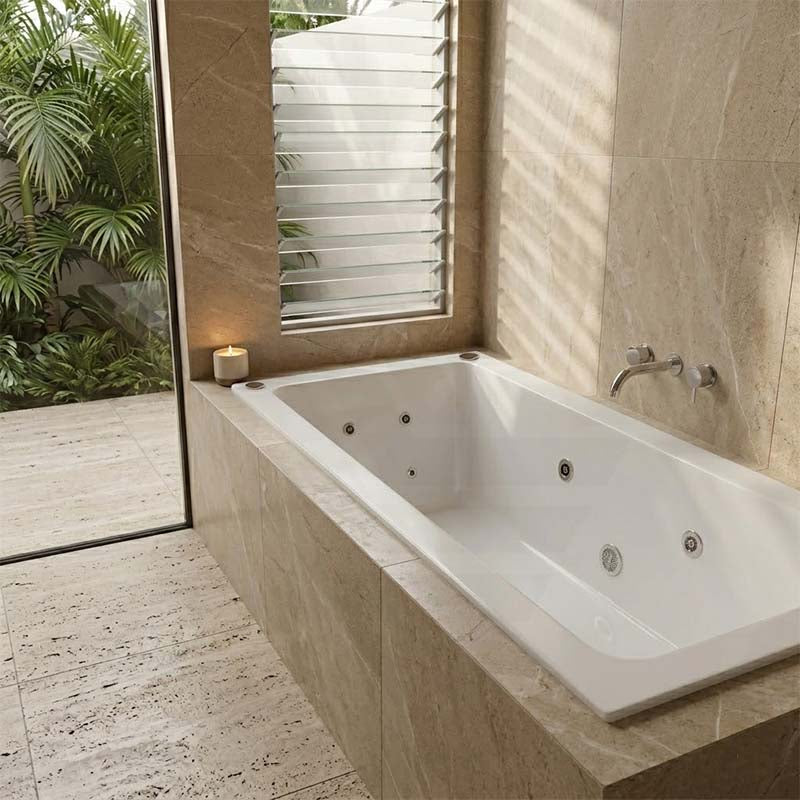 Broadway Tano Spa Bath Rectangular Drop-in Tub 1800x850x500mm - Gloss White