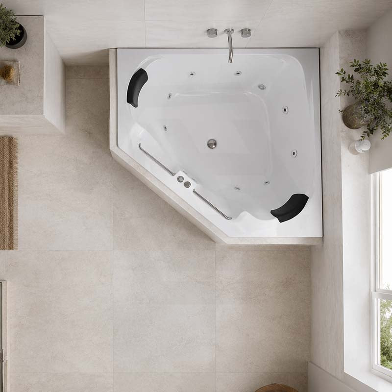 Broadway Villena Spa Bathtub Corner Drop-in Tub with Jets 1350x1350x470mm - Gloss White