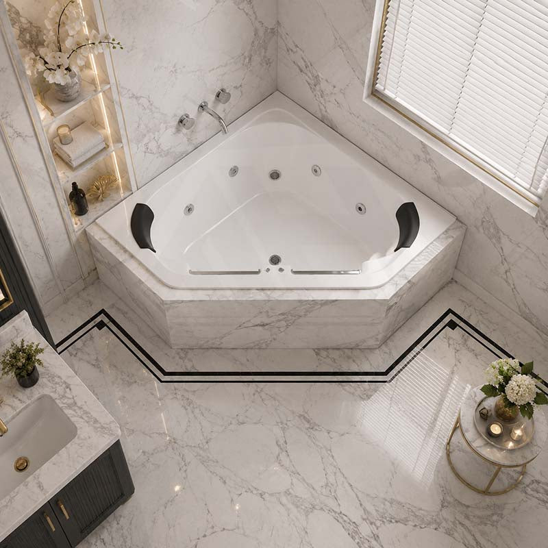 Broadway Villena Spa Bathtub Corner Drop-in Tub with Jets 1350x1350x470mm - Gloss White