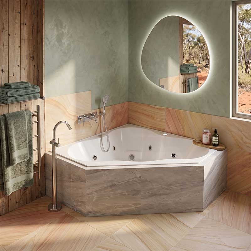 Broadway Zamora Spa Bathtub Corner Drop-in Tub with Jets 1485x1485x490mm