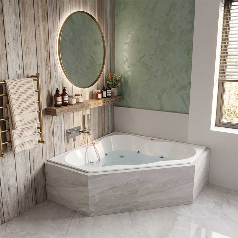 Broadway Zamora Spa Bathtub Corner Drop-in Tub with Jets 1485x1485x490mm
