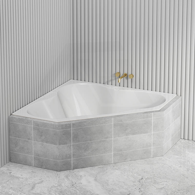 Broadway Almina&Zamora Bath 1285/1485mm Clover Acrylic Corner Drop In Bathtub Gloss White