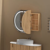 900/1200mm Carysil Plywood Oval Wall Hung Motion Sensor LED Shaving Cabinet Walnut Finish for Bathroom