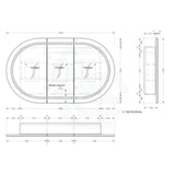 900/1200mm Carysil Plywood Oval Wall Hung Motion Sensor LED Shaving Cabinet Walnut Finish for Bathroom