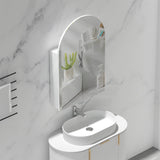 600x900mm Carysil Plywood Wall Hung Arch Shaving Mirror Cabinet Matt White/Walnut Finish for Bathroom