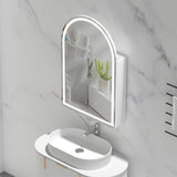 600x900mm Carysil Plywood Wall Hung Arch Motion Sensor LED Shaving Mirror Cabinet Matt White/Walnut Finish for Bathroom